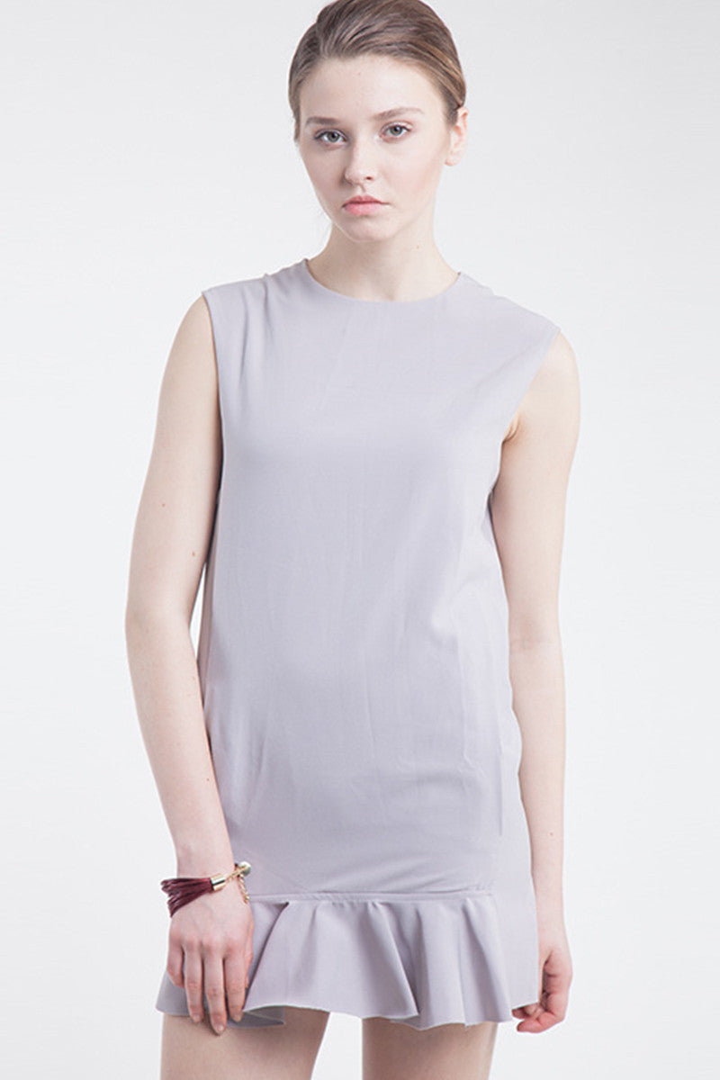 Side Pocket Casual Ruffle Bottom Short Casual Dress