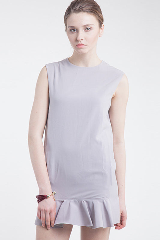 Side Pocket Casual Ruffle Bottom Short Casual Dress