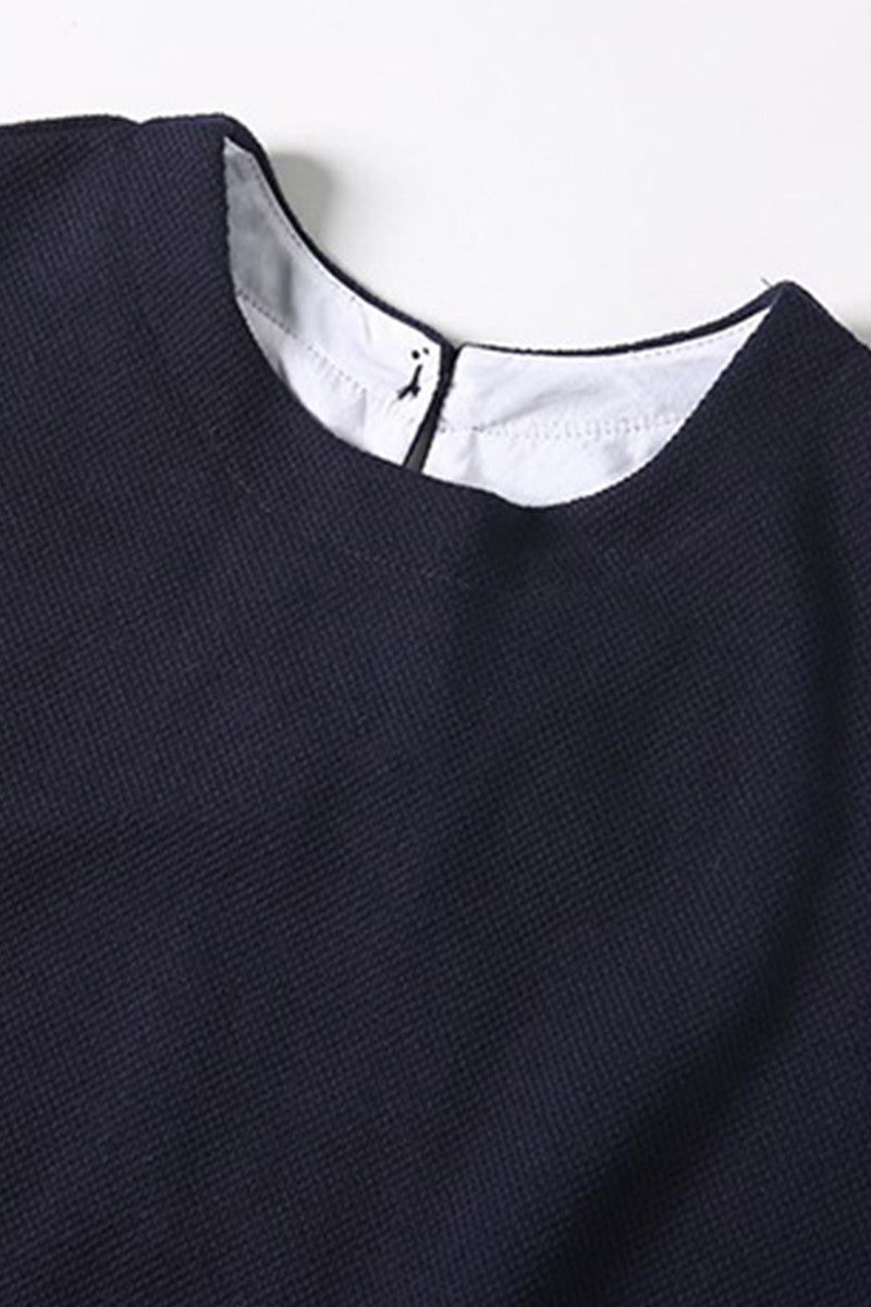 Women`s Round Collar Patch Shirt Faux Tops - NJOYDRESS - 3