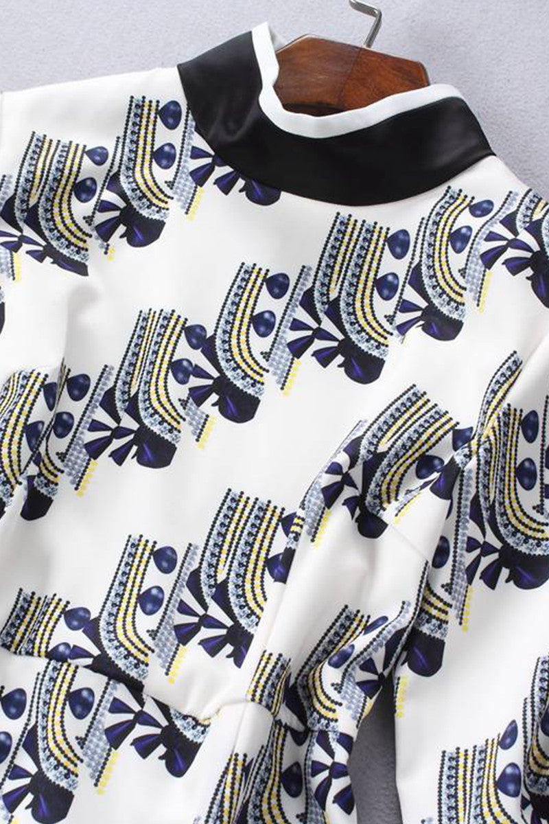 WOMEN'S CASUAL PLAID STAND COLLAR LONG SLEEVE SHORT DRESS