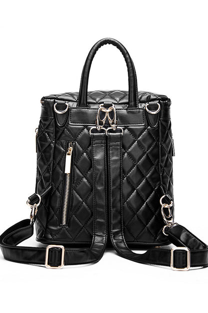 Chain Tassel Quilted Backpack Bucket Bag