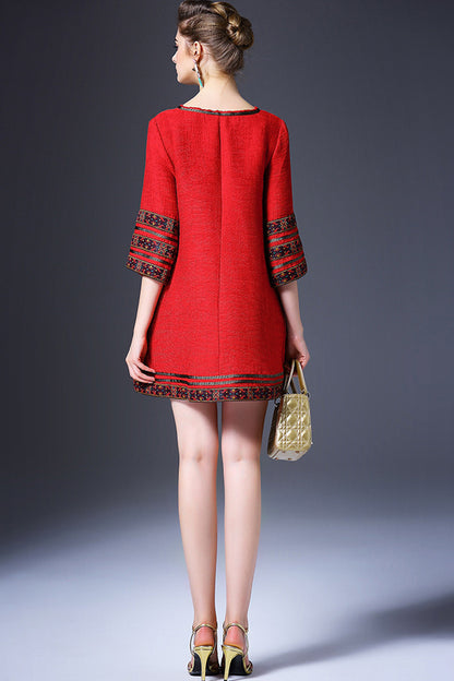 Long Flared Blouse With Tribal Ribbon Tape Decoration