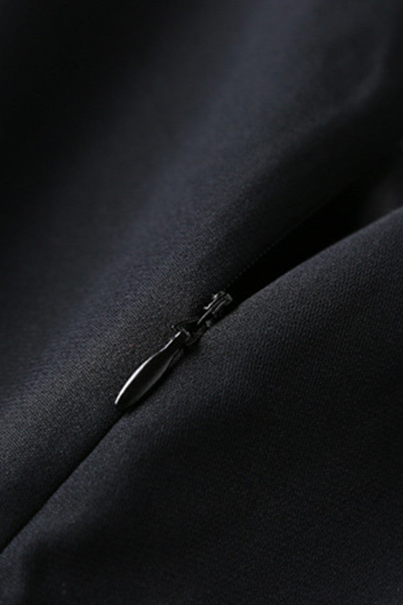 Classical  Black Cocktail Midi Fishtail Dress