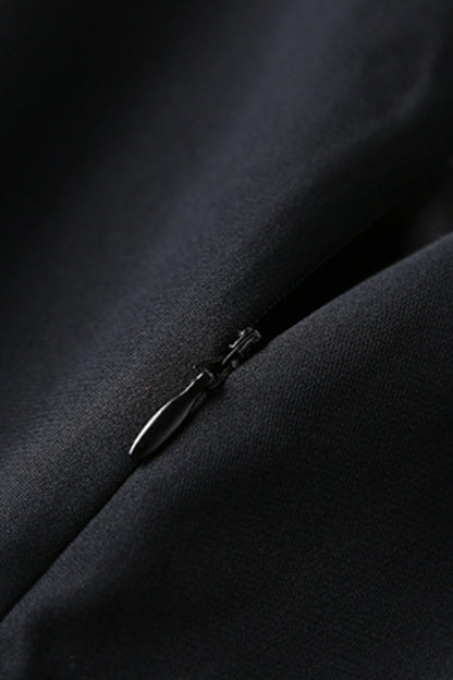 Classical  Black Cocktail Midi Fishtail Dress