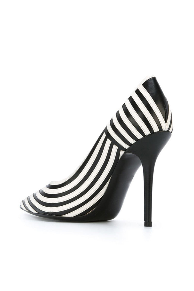 Zebra Stripe Pointed Toe Stileeto Pumps
