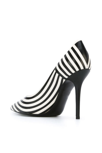 Zebra Stripe Pointed Toe Stileeto Pumps