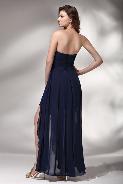 Sweetheart Beading Evening Dresses Side Slit Backless Formal Prom Gown
