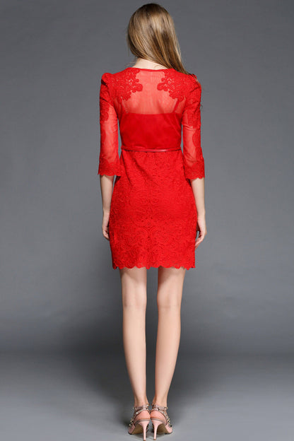 Full Lace Scoop Edge Short Dress