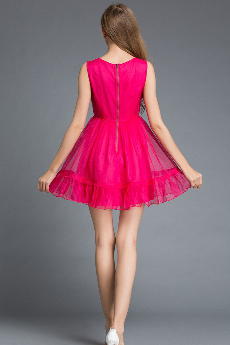 [30% OFF TILL 8 APR] Sleeveless Grace Round Neck Chiffon Cocktail Skater Dress