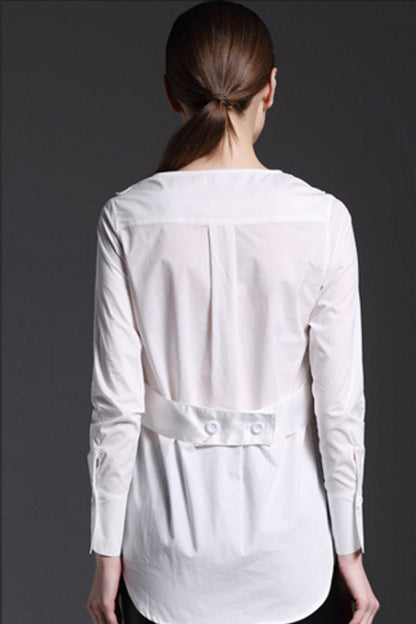 Round Collar Unique  Faux Two-piece Top