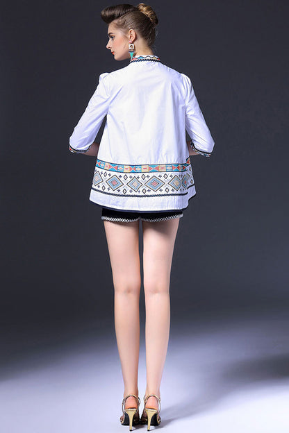 Tribal Emboridered Short Flared Blouse