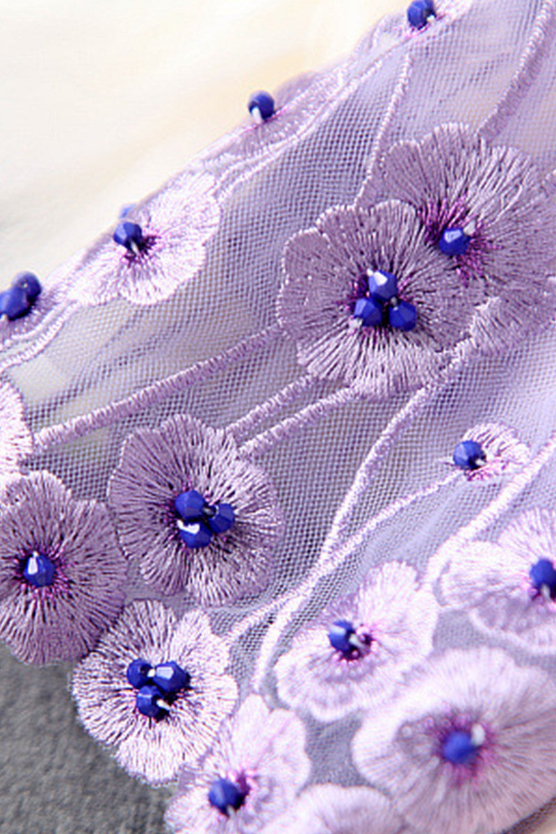 Rosette With Beaded Lace Bridesmaid Lace Dress
