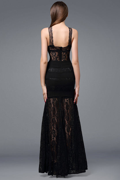 Lace Halter Backless  Full Lace Dress
