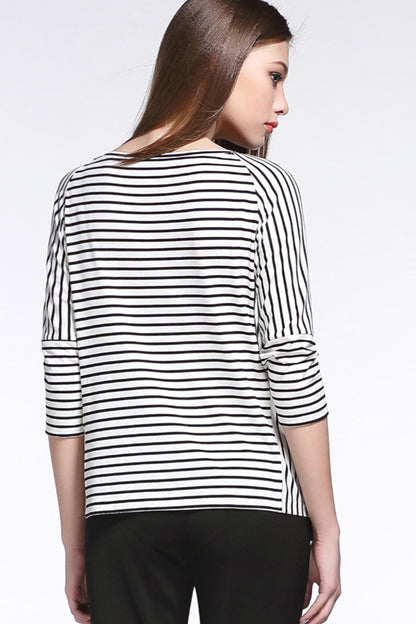 Casual Stripe Fit Basic Top