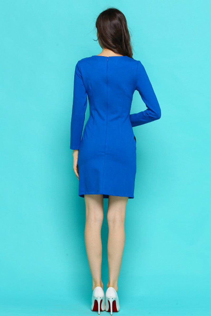 Women's Polka Long Sleeve Wear to Work Office Pencil Dress