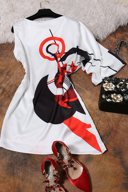 [30% OFF TILL 8 APR] Abstract One Shoulder Short Cocktail Dress