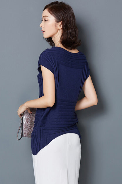 Cap Sleeve Round Neck Emboss Tunic