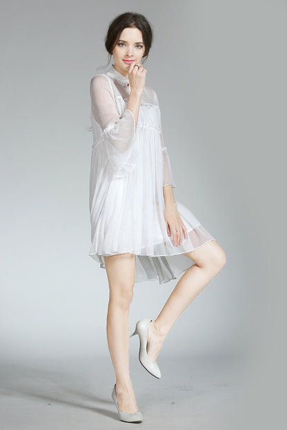 [30% OFF TILL 8 APR] Grace Laple Sheer Chiffon Falbala Sleeve Casual Dress