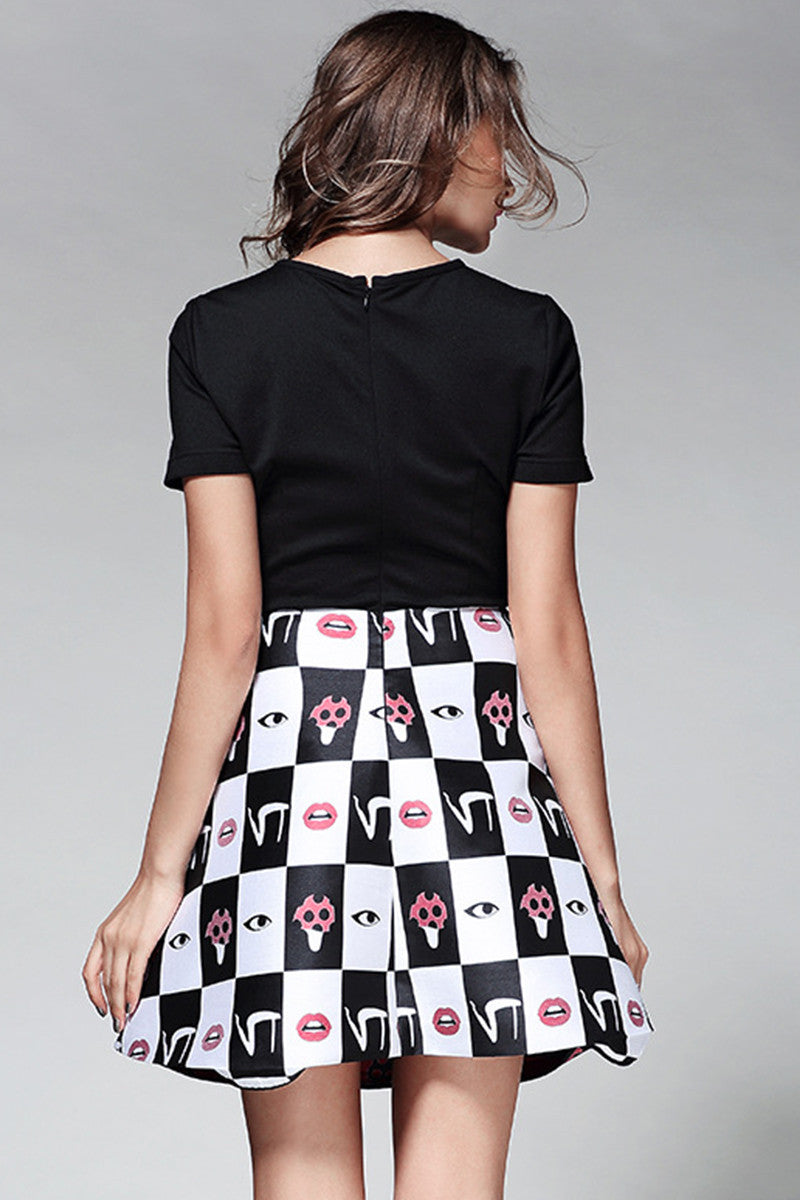 Sequin Patch Slim Short Dress