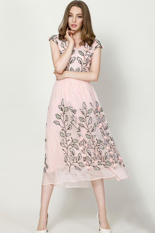 Midi Dress With Hand Make Flower