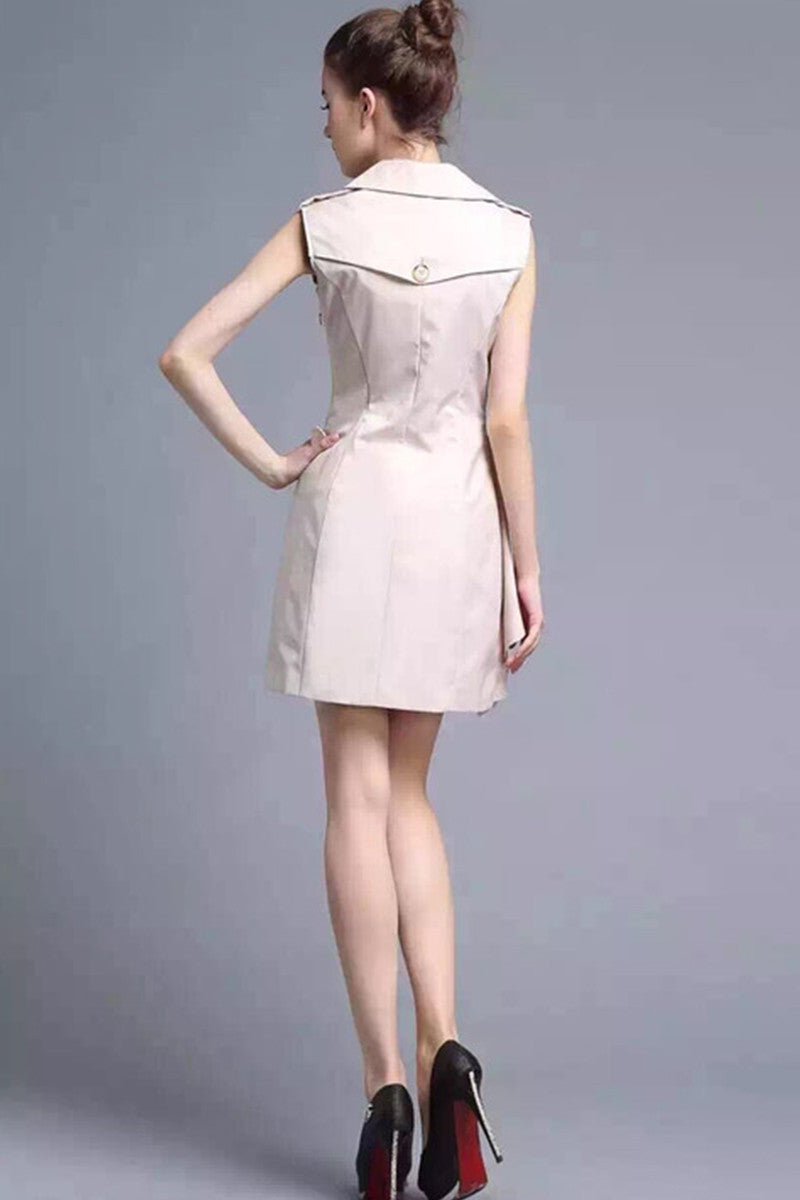 FORMAL SLIM WEAR TO WORK LAPEL GRACE SLEEVELESS DRESS