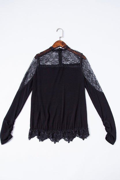 Women's Casual Sexy Lace Shirt Long Sleeve Elegant Shirt