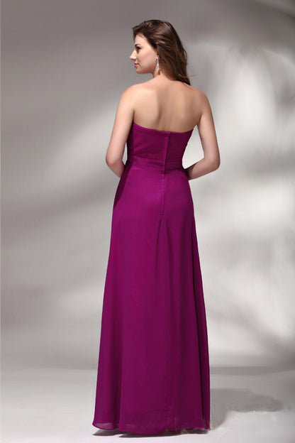 Strapless Sweetheart Beaded Chiffon Maxi Dress