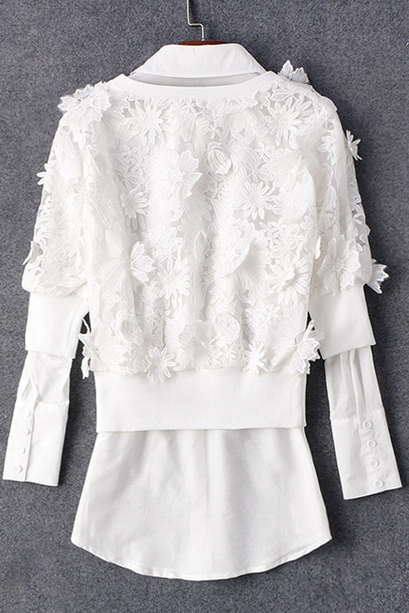 Lace Pullover With Button Down Shirts - NJOYDRESS - 3