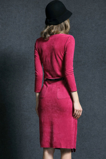 Women's 9 Sleeve Slim Cocktail Dress Vintage Casual Midi Dress