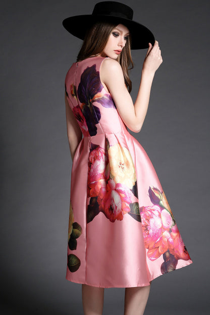 WOMEN'S ELEGANT WEAR TO WORK SLEEVELESS PRINTING VOCATION DRESS