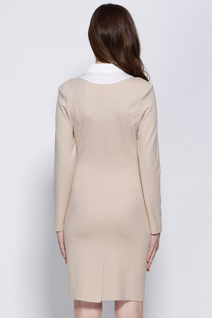 WOMEN'S ELEGANT LONG SLEEVE POLO NECK DRESS