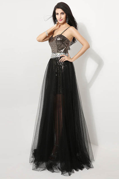 [30% OFF TILL 8 APR] Strap Sequin Low Cut With Acrylic Waist Band Decoration Maxi Party Dress