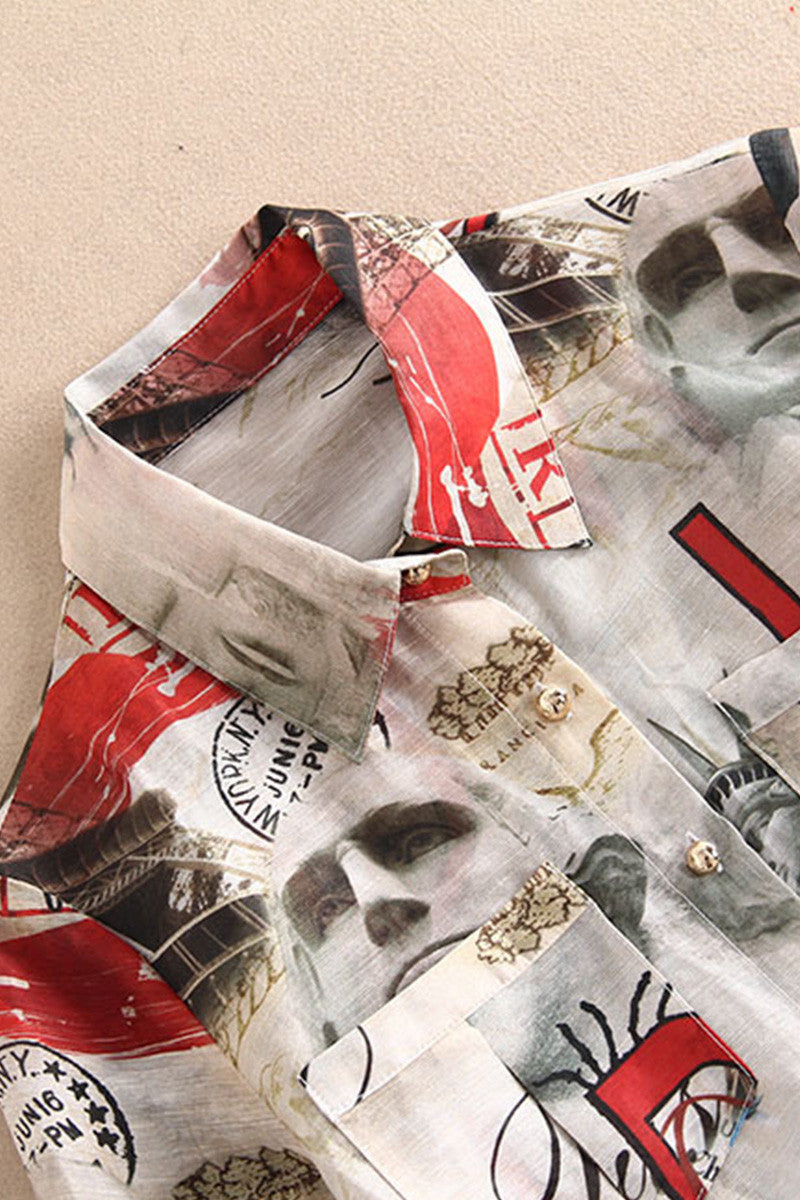 Multi Scenery Printing Long Shirt