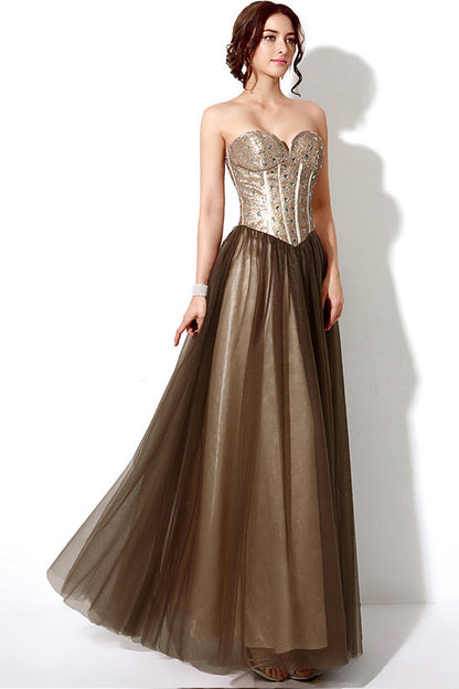 [30% OFF TILL 8 APR] Lace-Up Sequin With Acrylice Decoration Tube Maxi Mesh Party Dress