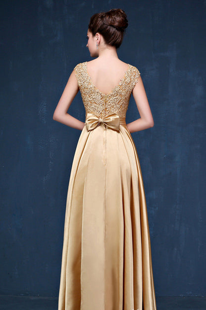 Round Collar  Floral Lace Bling Rhinestone Runched Grown Dress
