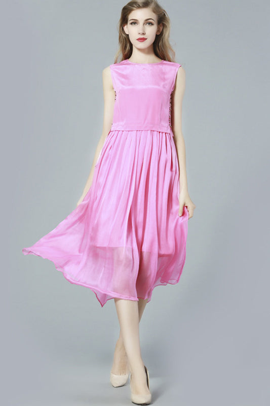 Ribbon With Beaded At Side Causal Dress