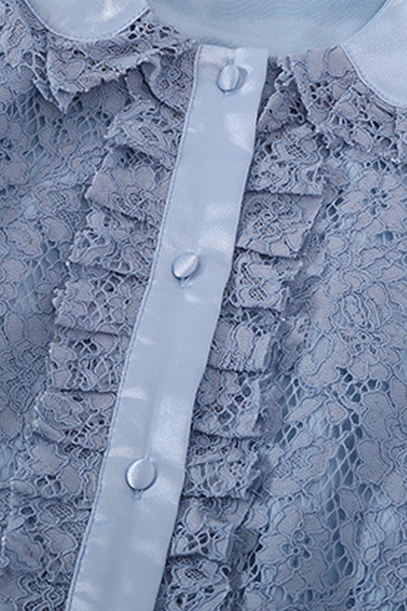 Doll Collar  Stringy  Selvedge Pleat Hem Lace Dress