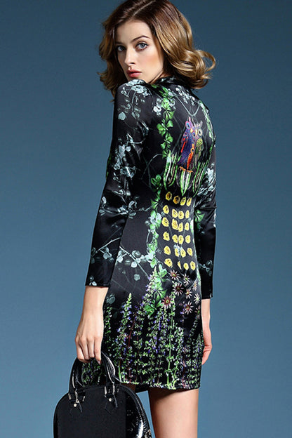 Multi Digital Printing Satin Mini Dress