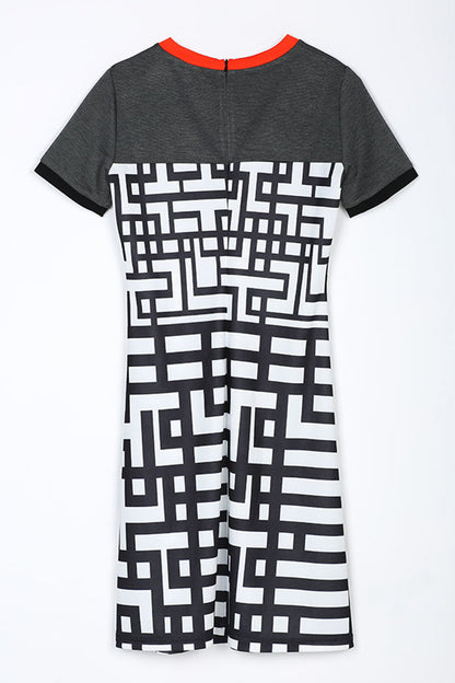 Casual Slim Labyrinth Pattern Short Sleeve Dress