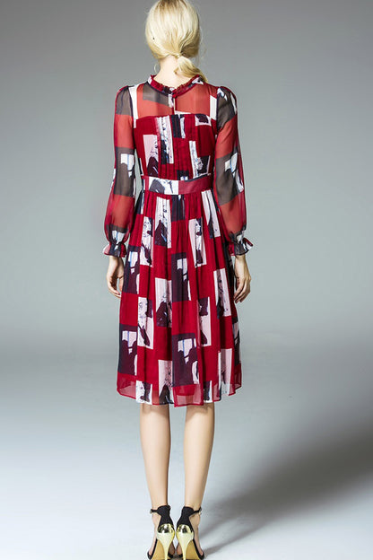 WOMEN'S SLIM ROUND NECK FASHION PRINTING DRESS