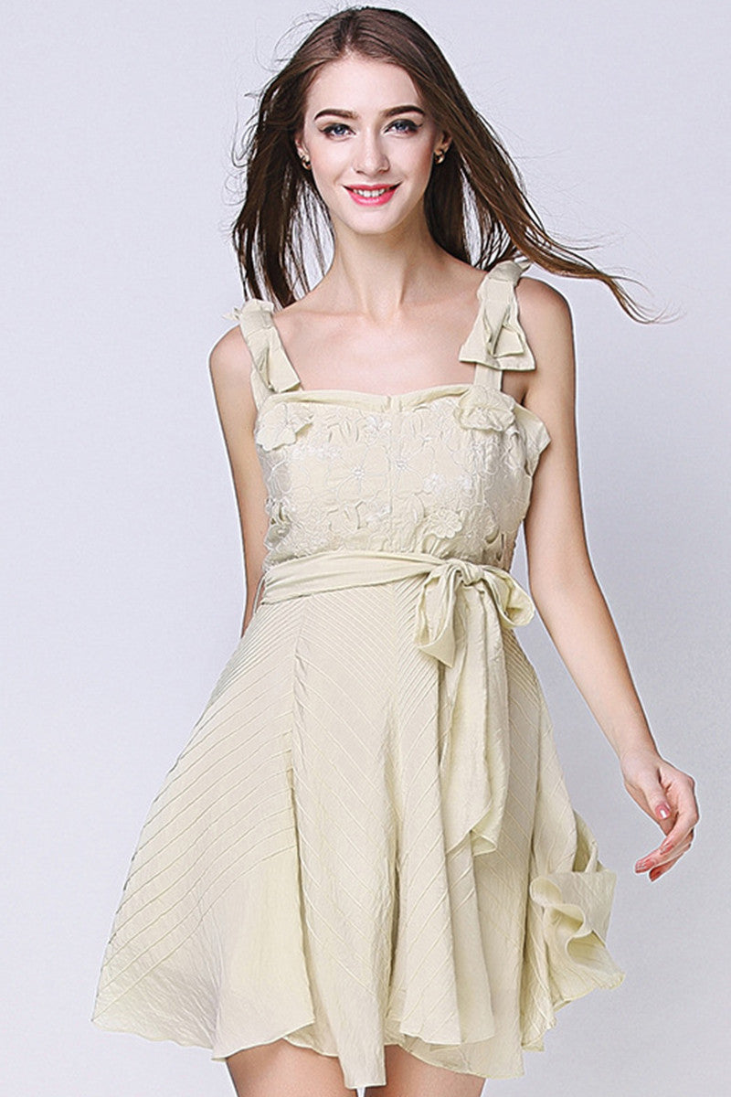 SweetyRosette Embroidered Short Braces Dress
