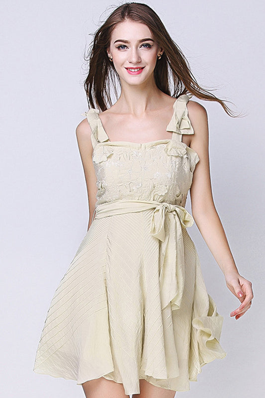 SweetyRosette Embroidered Short Braces Dress