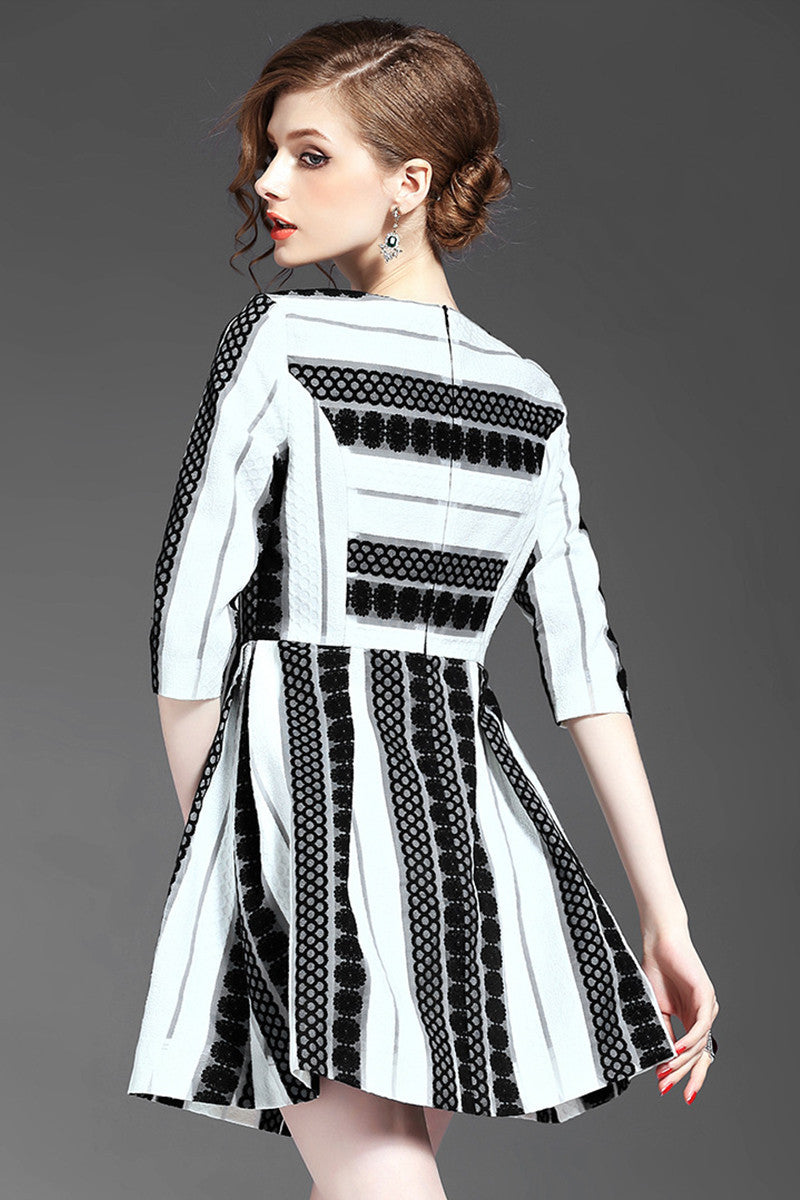 WOMEN'S WEAR TO WORK HALF SLEEVE STRIPE COCKTAIL DRESS