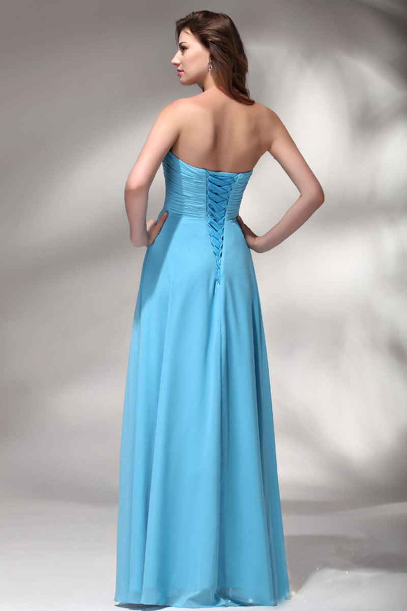 Sweetheart Rhinestone Runched Formal Evening Gown Long Dress