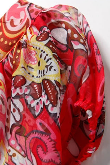 Vacation Cap Sleeve Phoenix Printed Casual Dress