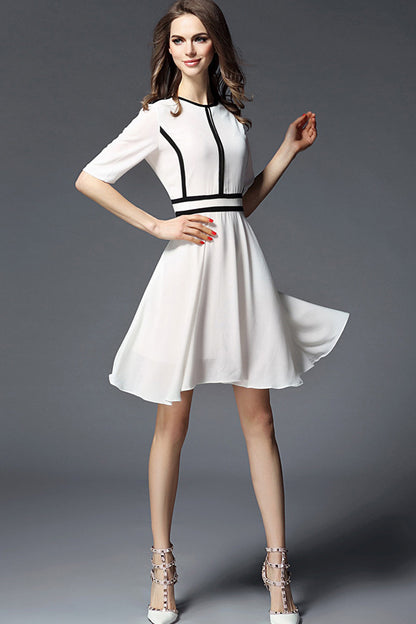 [50% OFF TILL 7 APR] Formal Round Neck Half Sleeve Fitted OL Dress