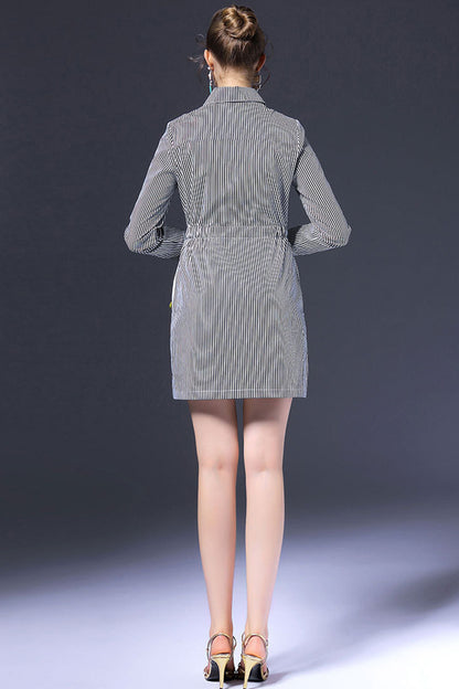 WOMEN'S ELEGANT POLO NECK WEAR TO WORK LONG SLEEVE SHORT DRESS WITH BELT