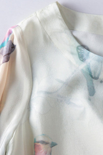 FLOWER PRINTING LOOSE CASUAL WEAR TO WORK HALF SLEEVE DRESS