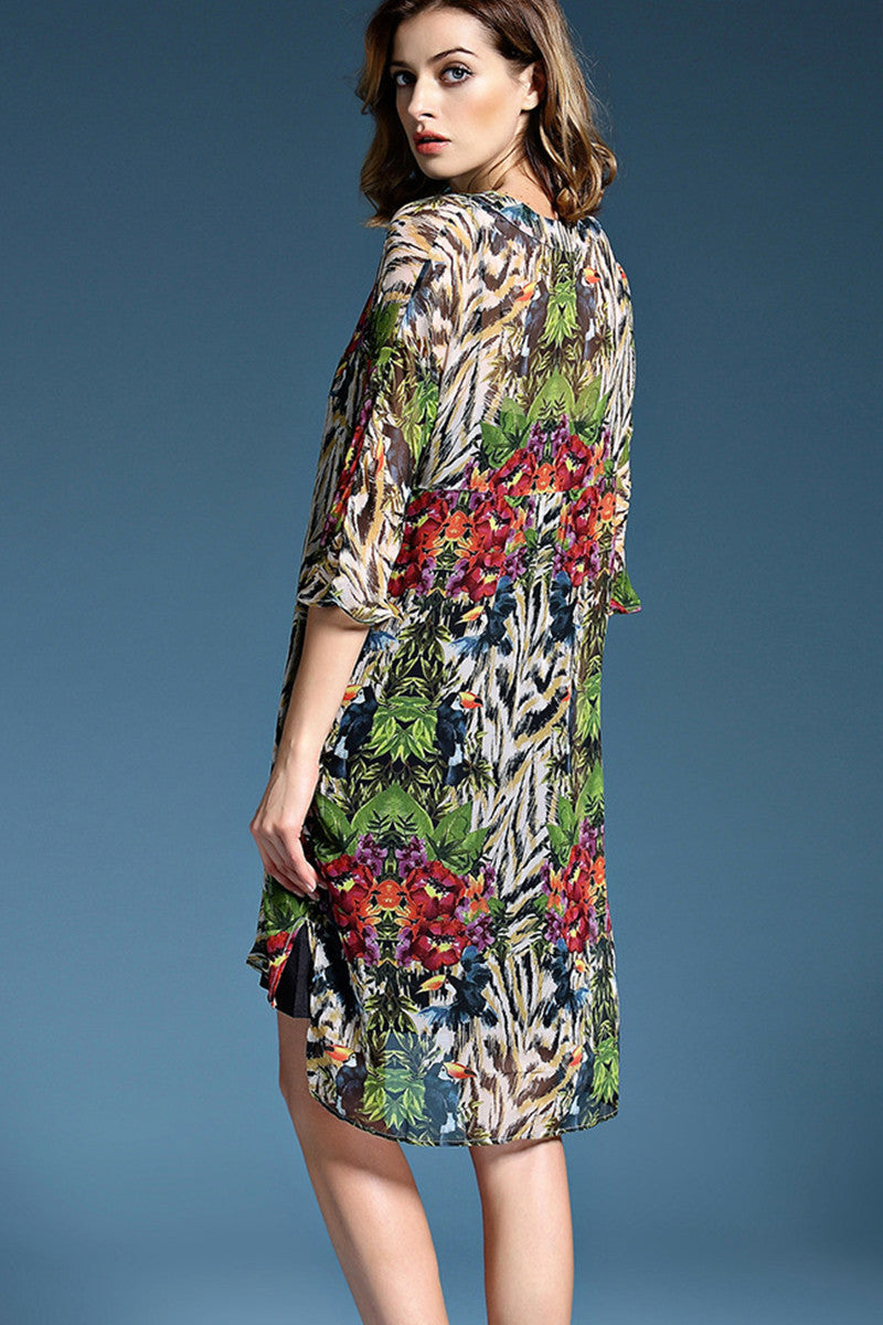 Multi Floral Printing Long Shft Dress With Sundress