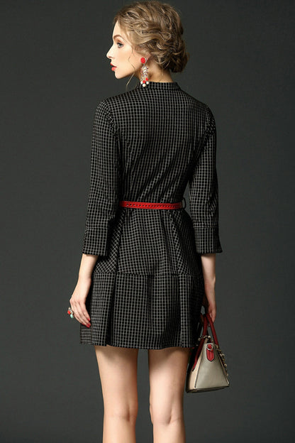 WOMEN'S WEAR TO WORK ROUND NECK 3/4 SLEEVE SHORT DRESS